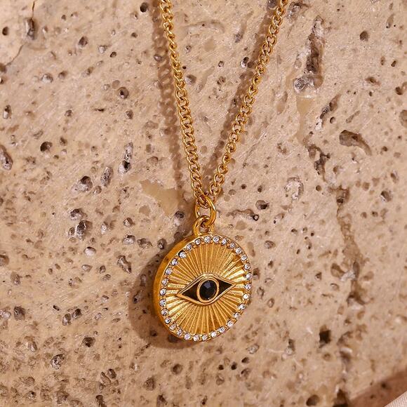 Evil Eye‎ 18K Gold Plated Zircon Pendant Necklace Protection - Picture 12 of 14